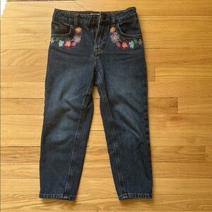Mini Boden Floral Embroidered Kids Denim Jeans